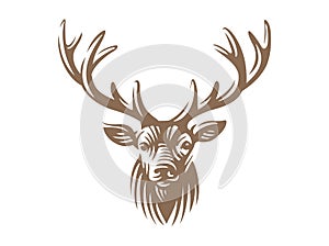 Deer head emblem isolated on white background