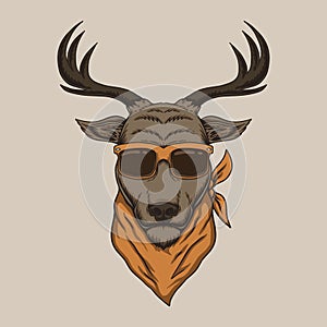 Deer head eyeglasses vector illustration