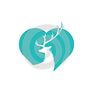 Deer head heart shape concept Logo Design