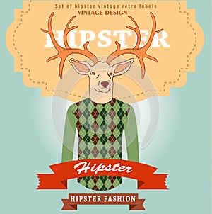 Deer head of Hipster style icon. Vector illustration