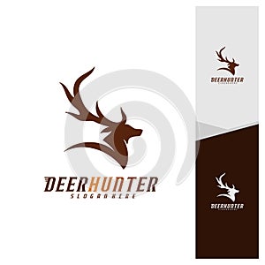 Deer Head logo design template vector. Luxury Deer Hunt logo vector template