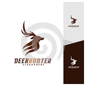 Deer Head logo design template vector. Luxury Deer Hunt logo vector template