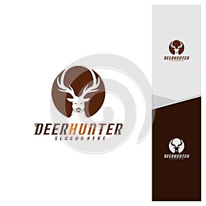 Deer Head logo design template vector. Luxury Deer Hunt logo vector template