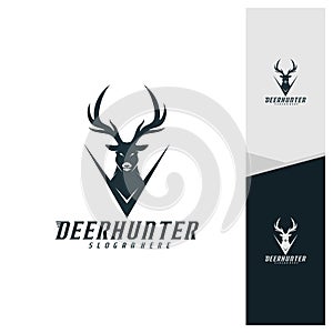 Deer Head logo design template vector. Luxury Deer Hunt logo vector template