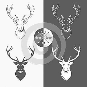 Deer head logo isolated on white background for hunter club, hun