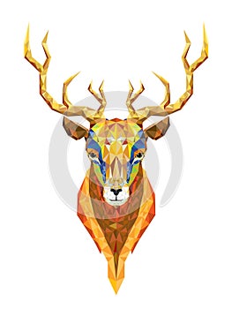 Deer head lowpolygon geometric pattern vector eps10 on winter ba