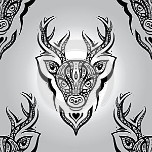 Deer head. Seamless pattern.