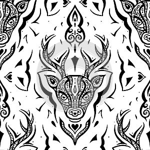 Deer head. Seamless pattern.