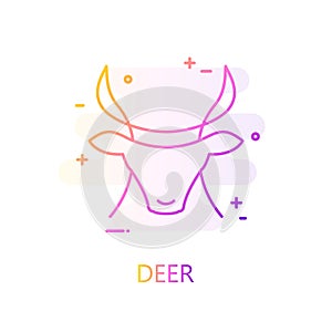 Deer head silhouette in color line style. Vector