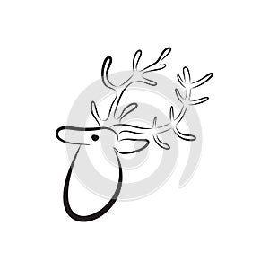 Deer head silhouette isolated on white background