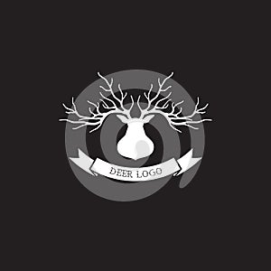 Deer head silhouette logo design, vector illustration