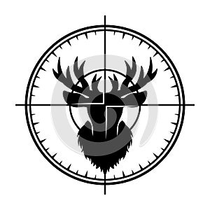 Deer head silhouette in optical sight vector