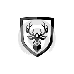 Deer head silhouette on white background, simple icon