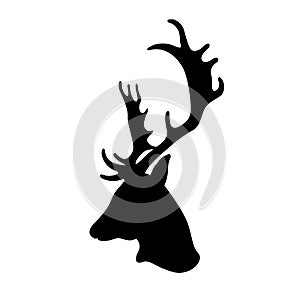 Deer head vector black silhouette