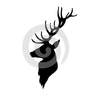 Deer head vector illustration black silhouette