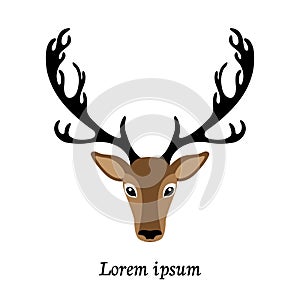 Deer head vector illustration, isolated elk logo
