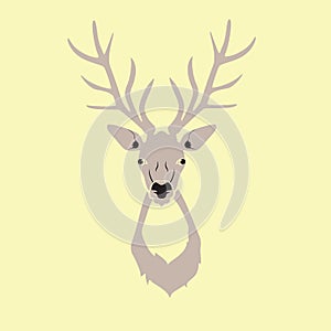 Deer head on yellow background2