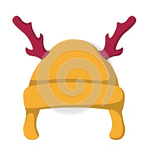 Deer horns animal cap, cute winter hat vector illustration