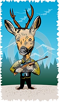 Deer hunter holding a rifle