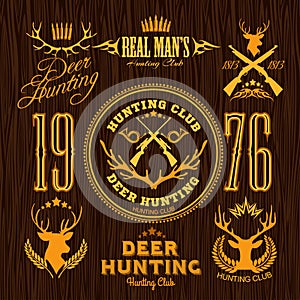 Deer Hunting - vector set for hunting emblem