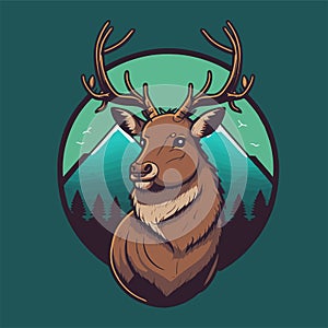 Deer hunting Wild life vintage logo design illustration