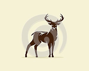 Deer illustration vector, reindeer or stag icon