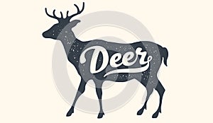 Deer. Lettering, typography