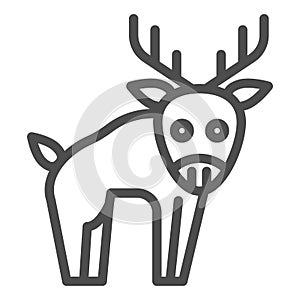 Deer line icon. Horned wild forest animal silhouette. Animals vector design concept, outline style pictogram on white photo