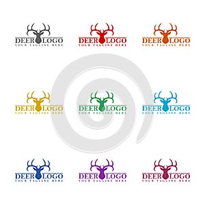 Deer logo designs template icon isolated on white background. Set icons colorful