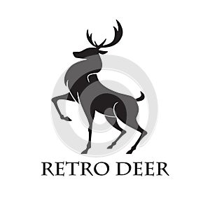 Deer Logo Retro Vector Illustration Template