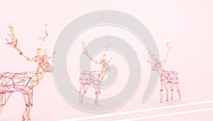 Deer low-poly Colorful illustration. Abstract polygonal Geometric Triangular structure concept Inspiration Art style on Red