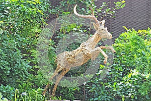 Deer make from wood in garden