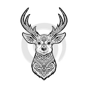 Deer mandala. Animal Vector illustration