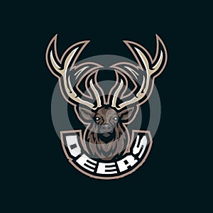 Deer mascot logo design vector with modern illustration concept style for badge, emblem and t shirt printing. Deer head