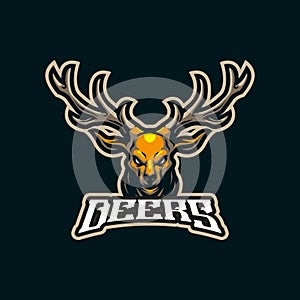 Deer mascot logo design vector with modern illustration concept style for badge, emblem and t shirt printing. Deer illustration