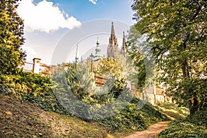 The deer moat JelenÃ­ pÅ™Ã­kop in the area of the Prague castle in summer