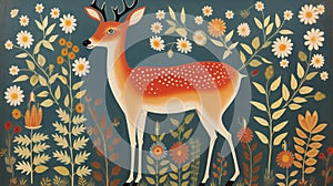 Deer painting, North American Indigenous stye