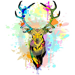 Deer Pop Art Dripping Paint