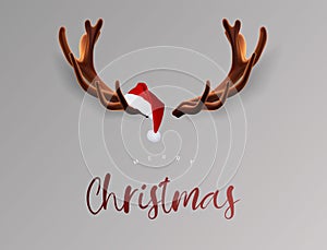 Deer in Santa hat 3D Illustration