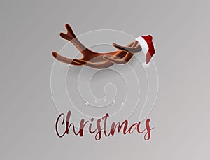 Deer in Santa hat 3D Illustration