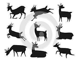 Deer scissor skill isolated vector Silhouettes