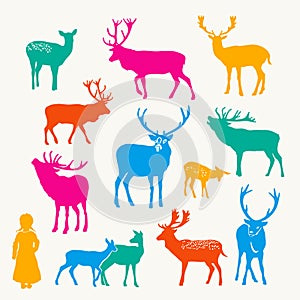 Deer silhouette set