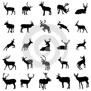 Deer silhouette set