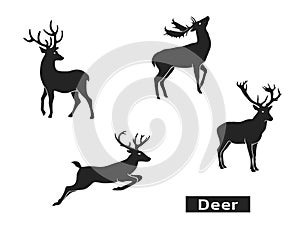Deer silhouette set. Christmas design elements. Christmas symbols. isolated vector image of animal