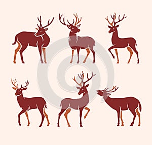 Deer silhouette vector illustration collection