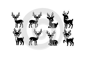 Deer Silhouettes Vector Icon Collection