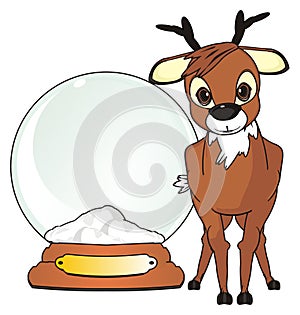 Deer and snow ball