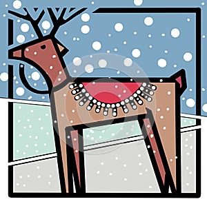 Deer in snow Christmas card