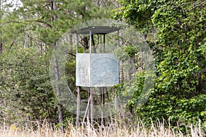 Deer stand in forest for hunting