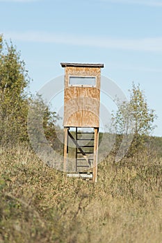 A deer stand in a Minnesota forest